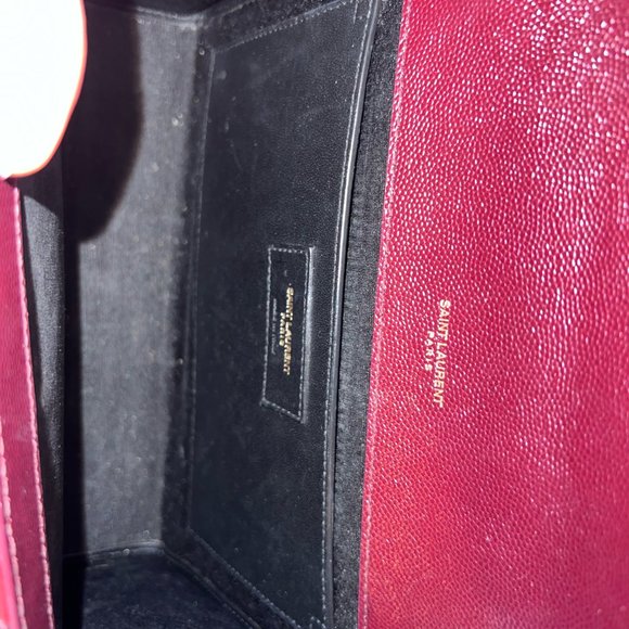 Saint Laurent Monogram Medium Envelope Purse with Matching Card Holder Burgundy - Picture 5 of 9